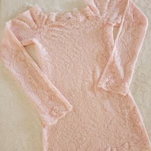 Victoria's Secret Open Knit Floral Lace Pink Top